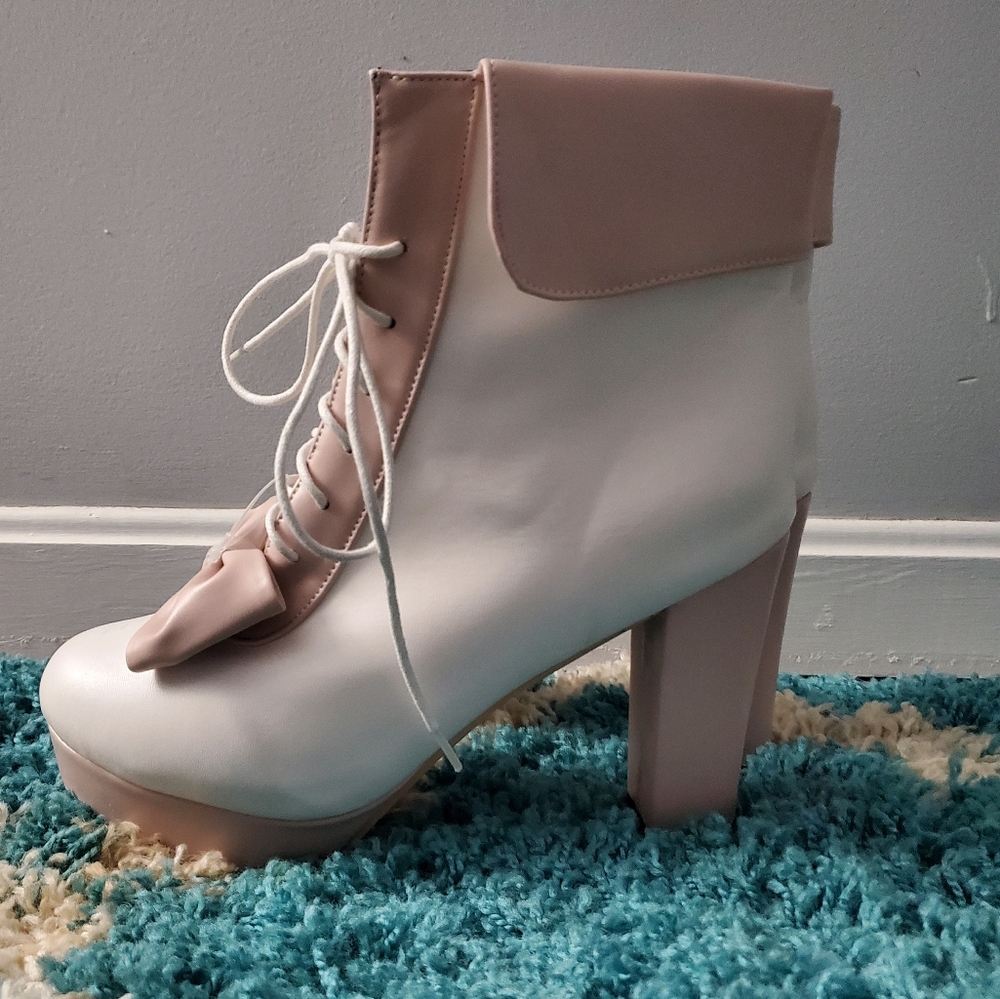 Jingpin platform heeled bow front lace up 11 - Picture 2 of 7